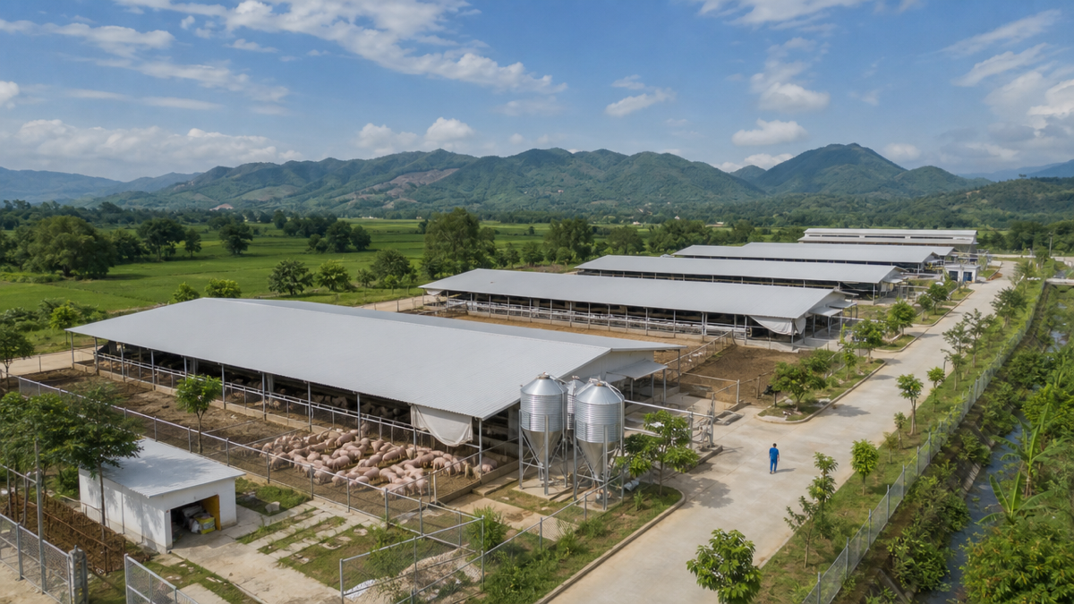 Trang trại chăn nuôi quy mô vừa với chuồng trại hiện đại đã đầu tư công nghệ