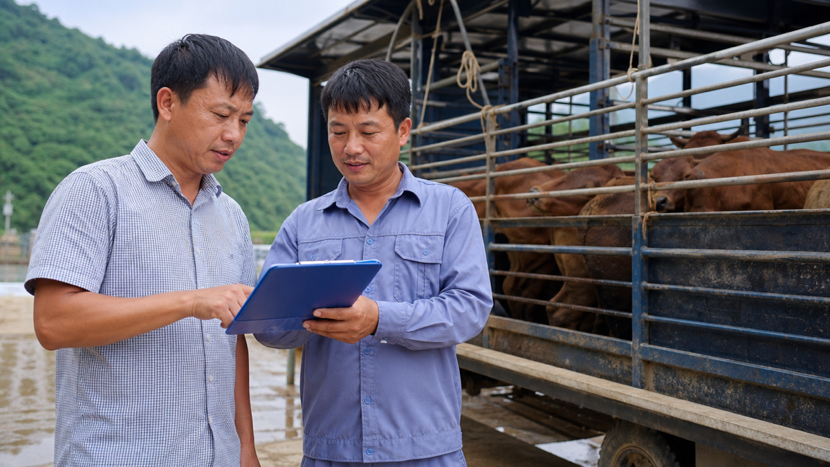 Chủ trang trại cung cấp hồ sơ vật nuôi cho đơn vị thu mua