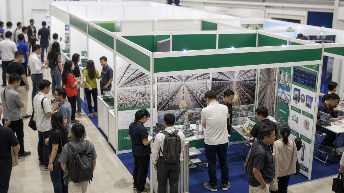 Khách tham quan khu trưng bày thiết bị chăn nuôi gia cầm, Ảnh minh họa